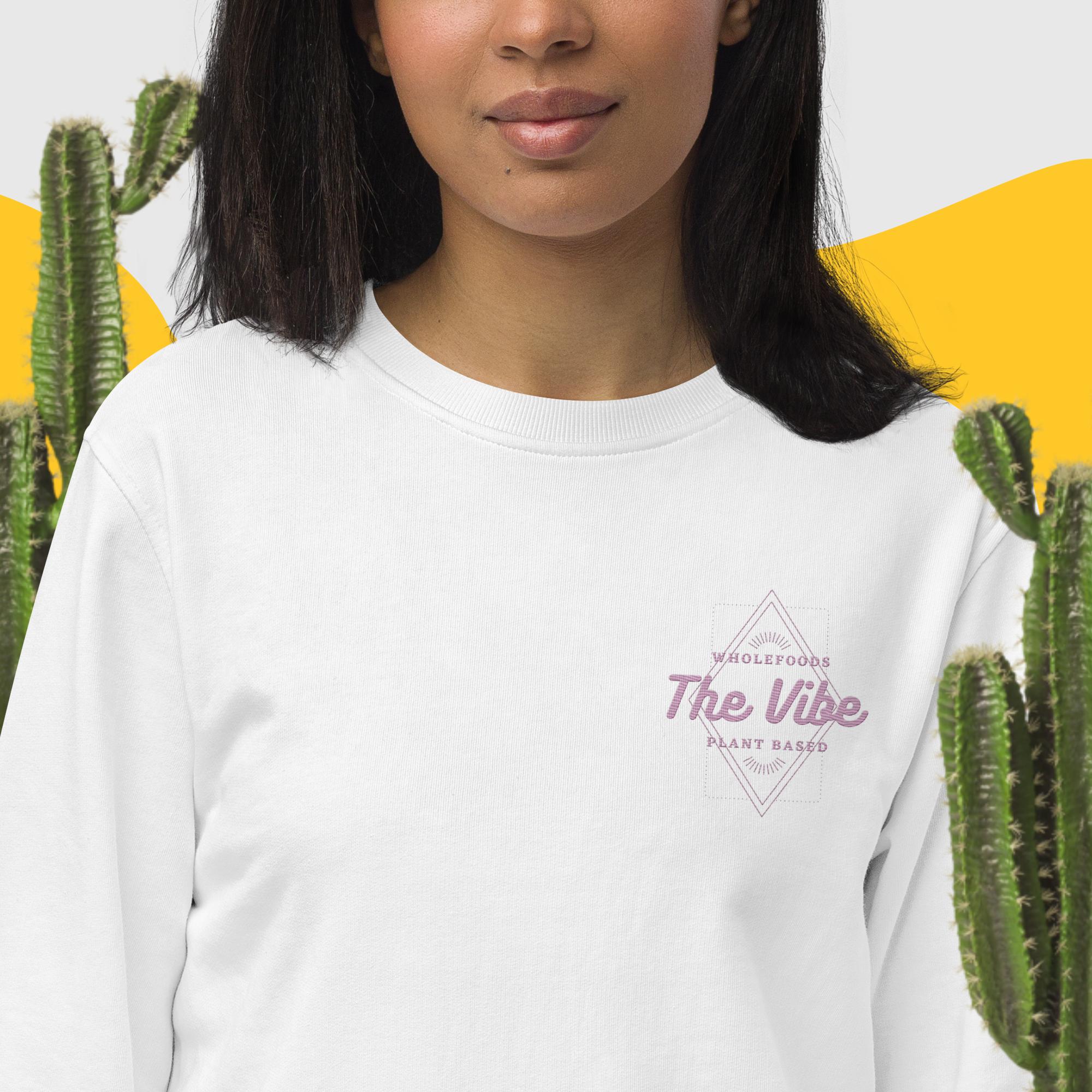 Unisex Pink Embroidered Organic Sweatshirt - Image 3